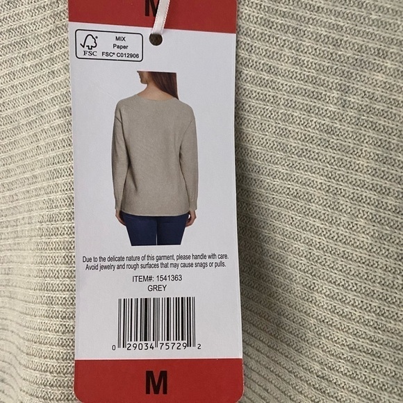 NWT Ella Miss Ribbed V-Neck Sweater Heather Gray Size Medium - Picture 4 of 6